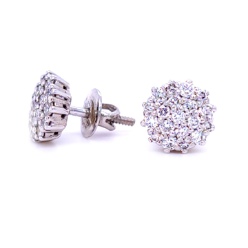 Blomming bright diamond cluster studs in white gol...