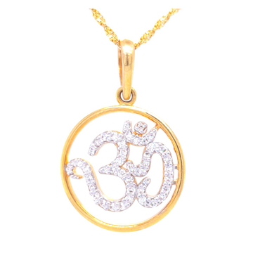 Life circle om diamond pendant in yellow gold