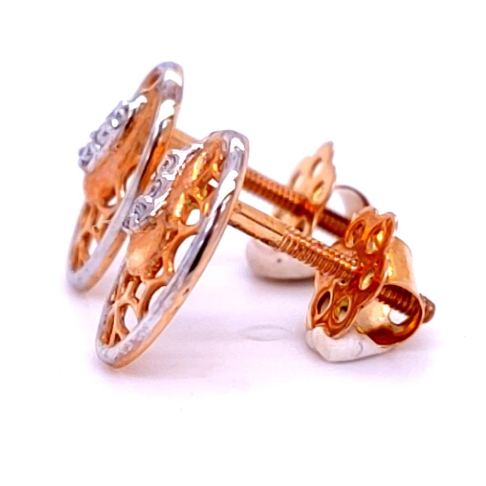 Oval delicate rose gold trellis diamond earring