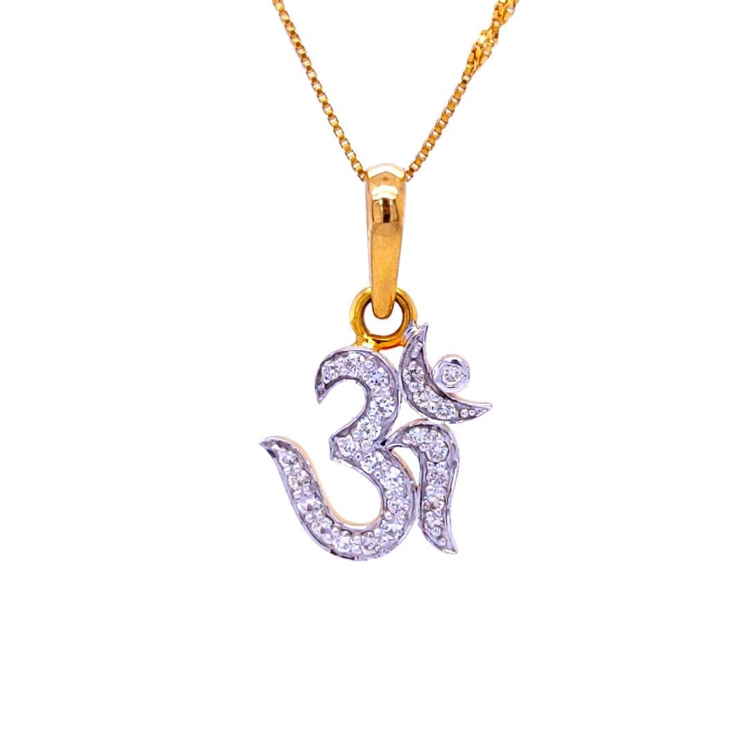 Devine om diamond pendant in yellow gold