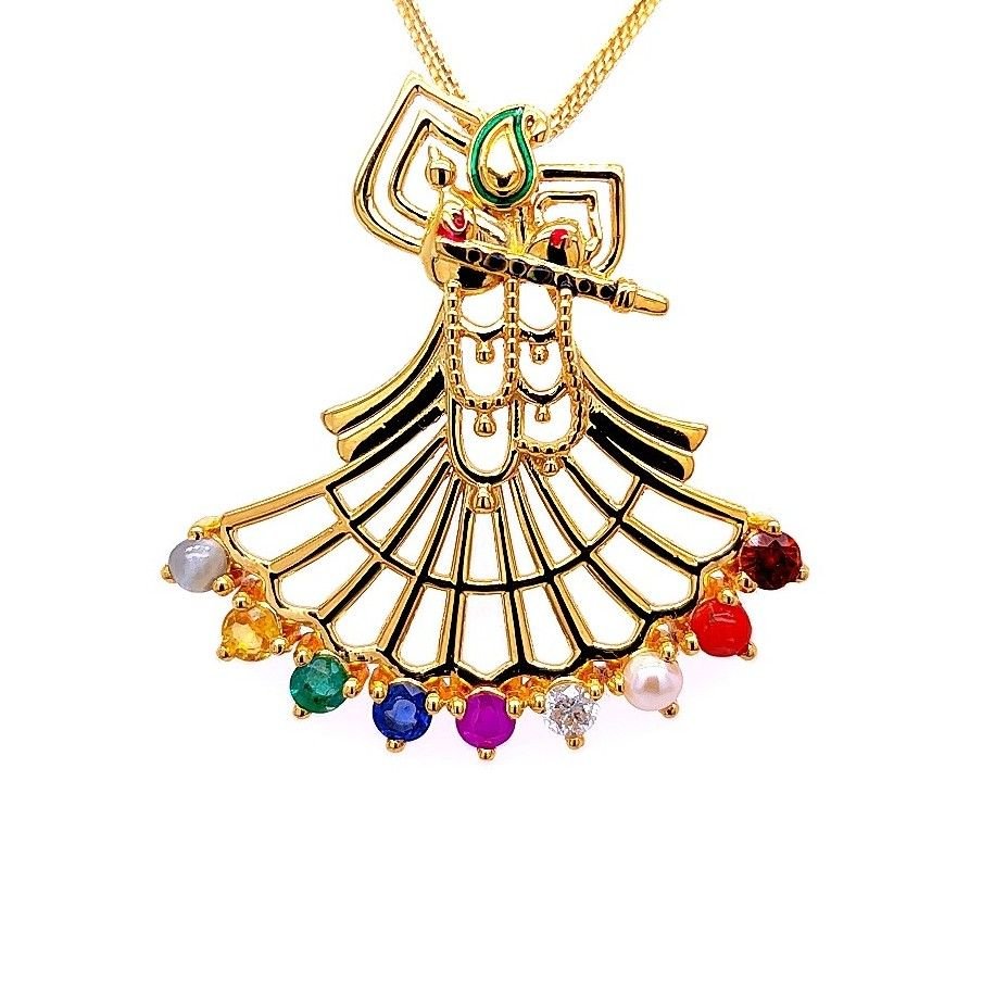 Radhe Krishna Navratna pendant