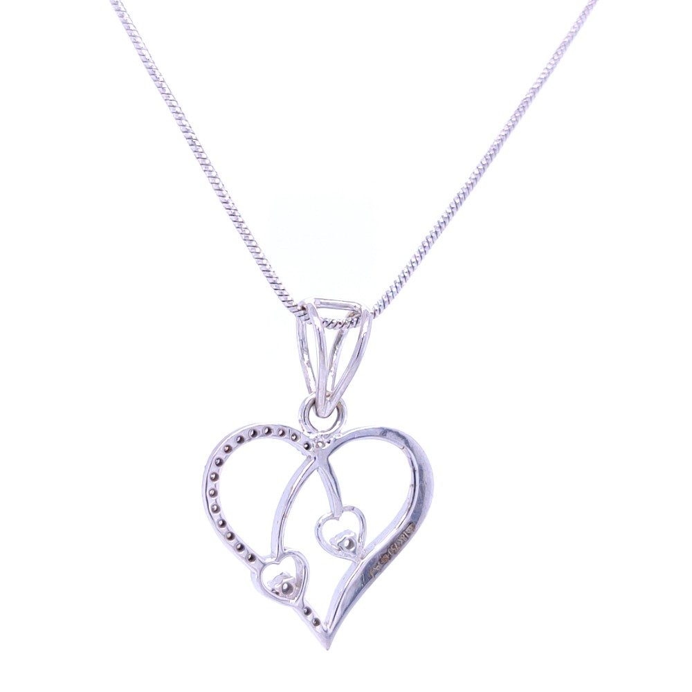 Love connection diamond pendant in white gold