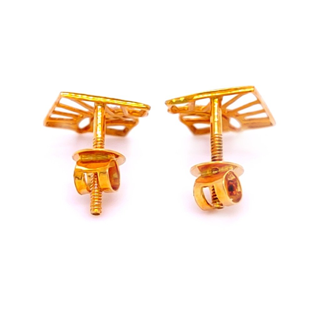 Delicate rectangular diamond gold earring