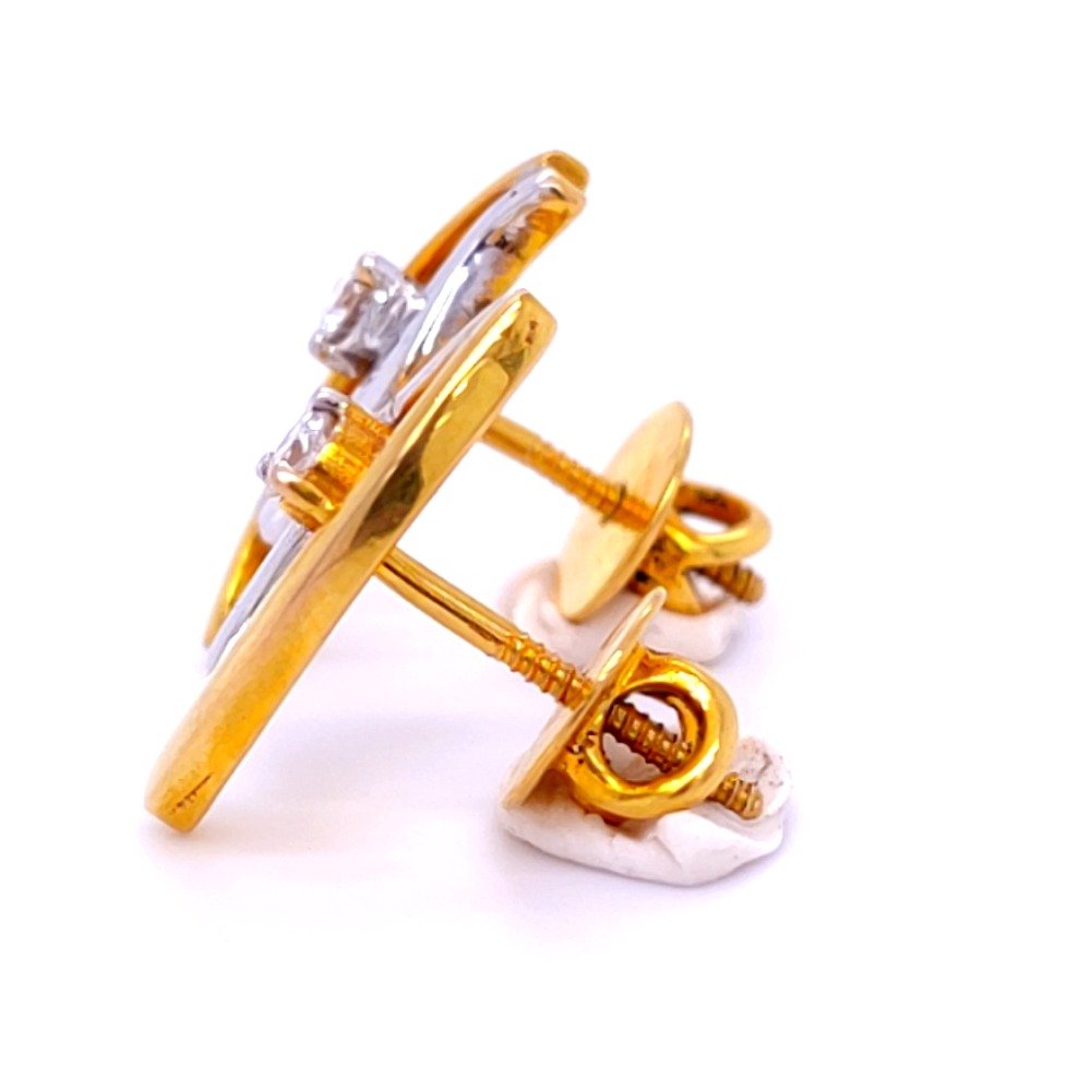 Tuli diamond earring partly rhodium in gold 18 kt