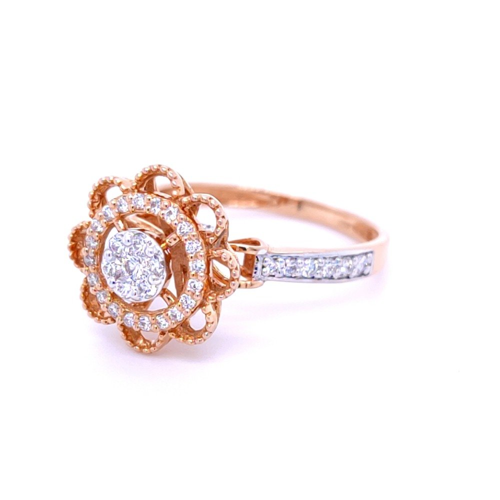 Floral cluster diamond ring in 18ct rose gold