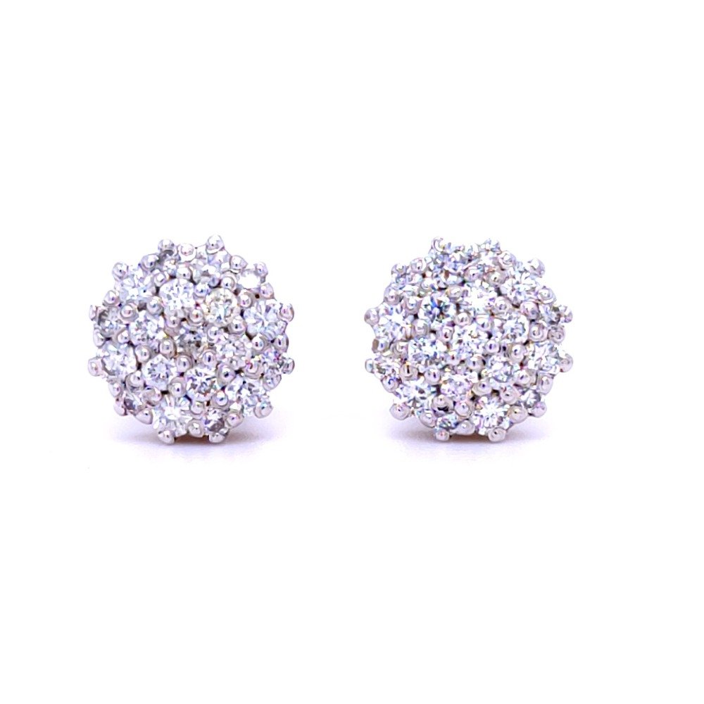 Blomming bright diamond cluster studs in white gold