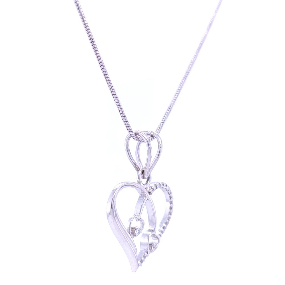 Love connection diamond pendant in white gold