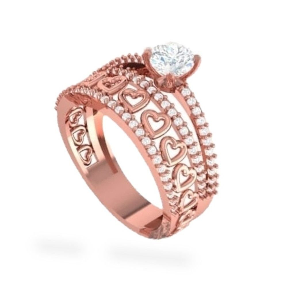 Rosy hearts diamond sparkle ring in rose gold