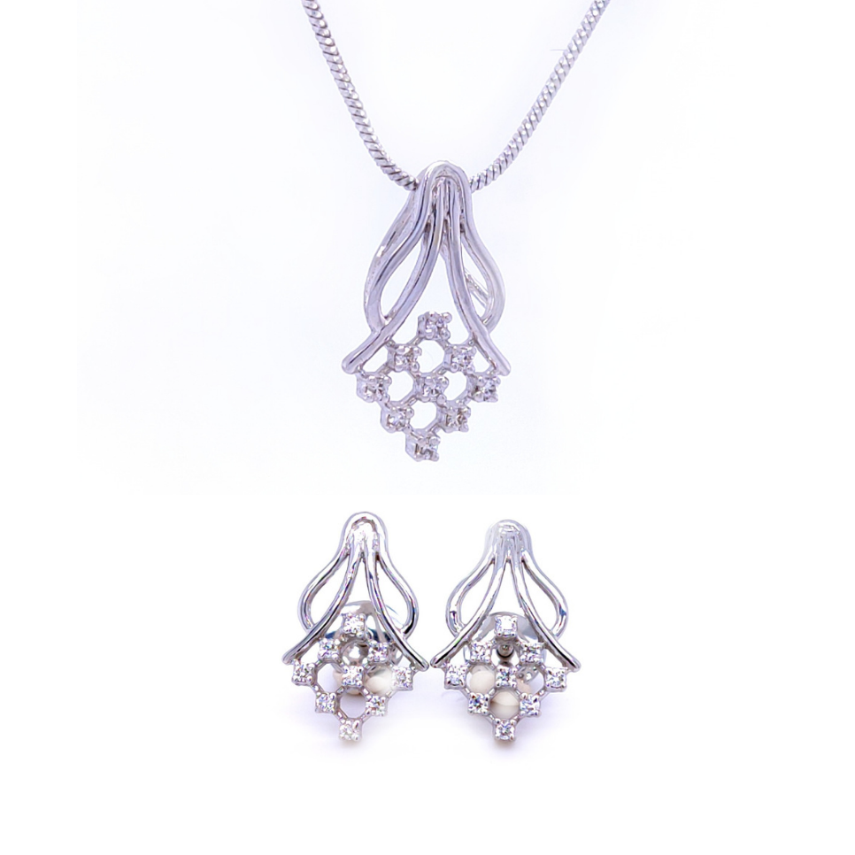 Nightingale diamond pendant & earrings set