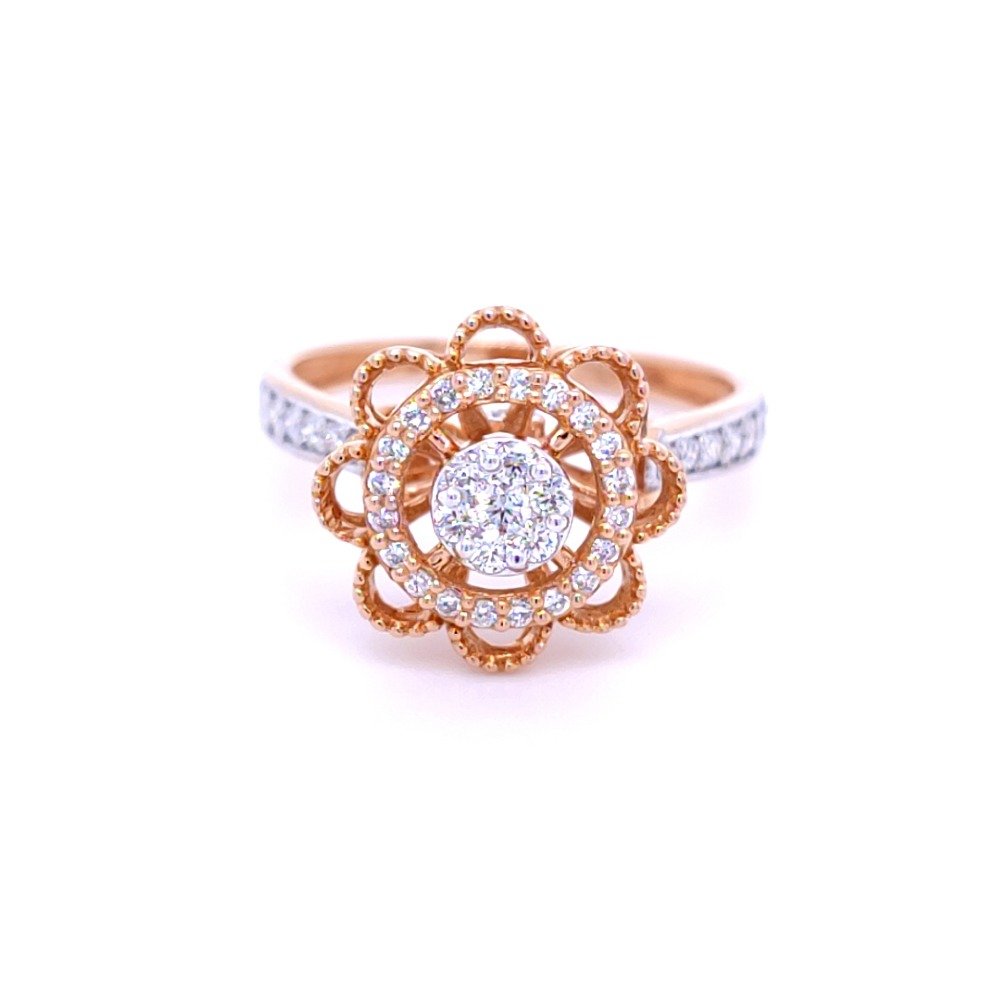 Floral cluster diamond ring in 18ct rose gold