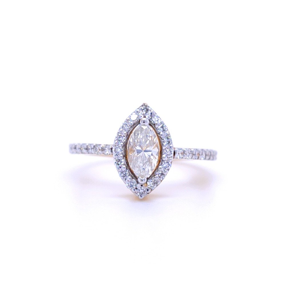 An exclusive marquise shape  diamond engagement ring in 18 ct