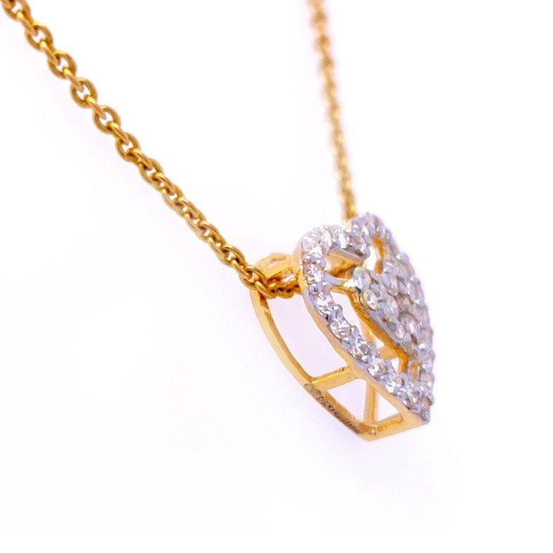 Heart in heart shape gold diamond pendant