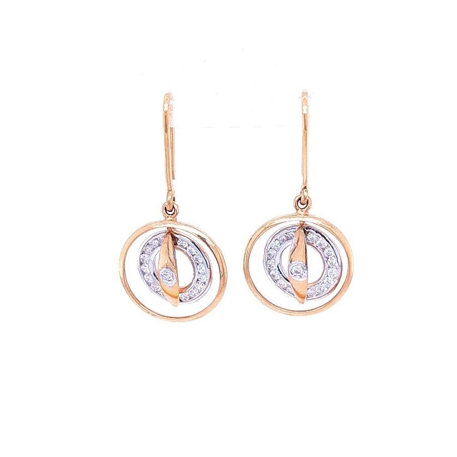 Swirling circles rose gold diamond pendant Set