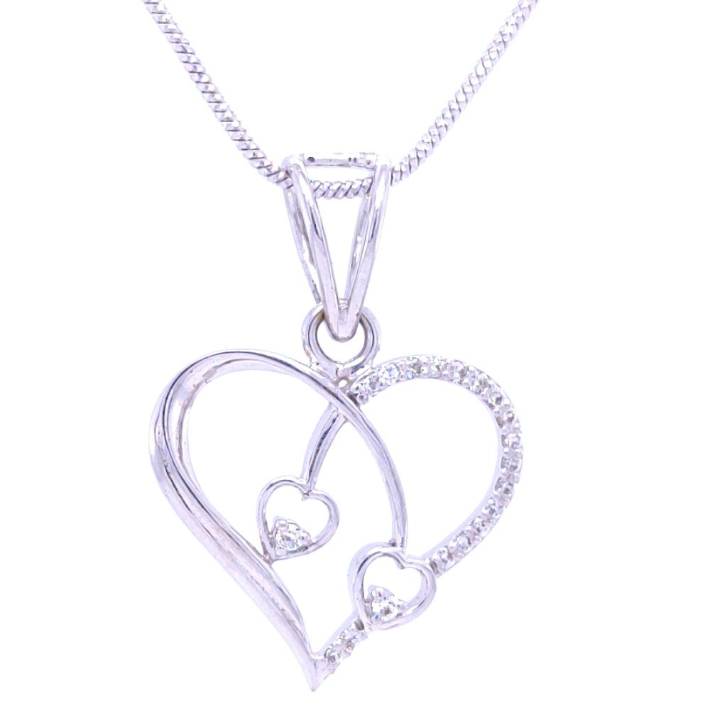 Love connection diamond pendant in white gold