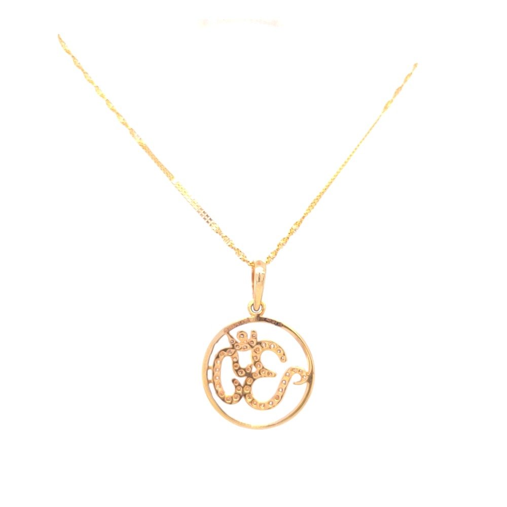 Life circle om diamond pendant in yellow gold