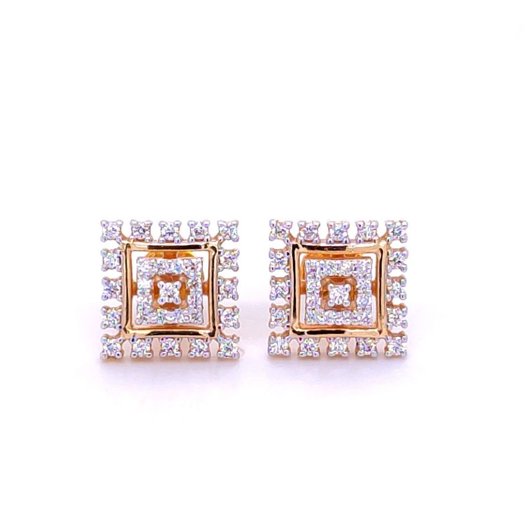 Buy Unique Pattern Diamond Hoop Earrings Square Shape Gold Plated Earrings  Online